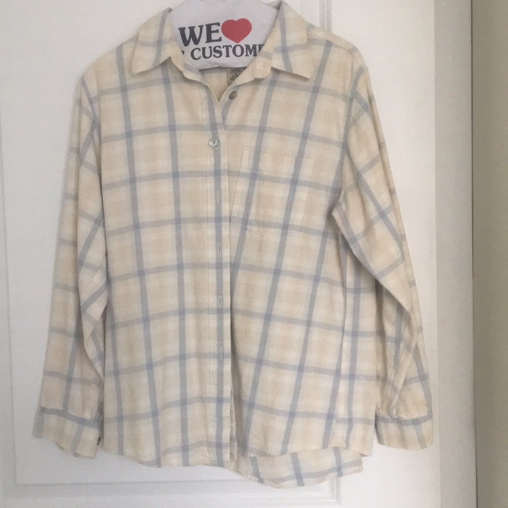Tan/blue flannel